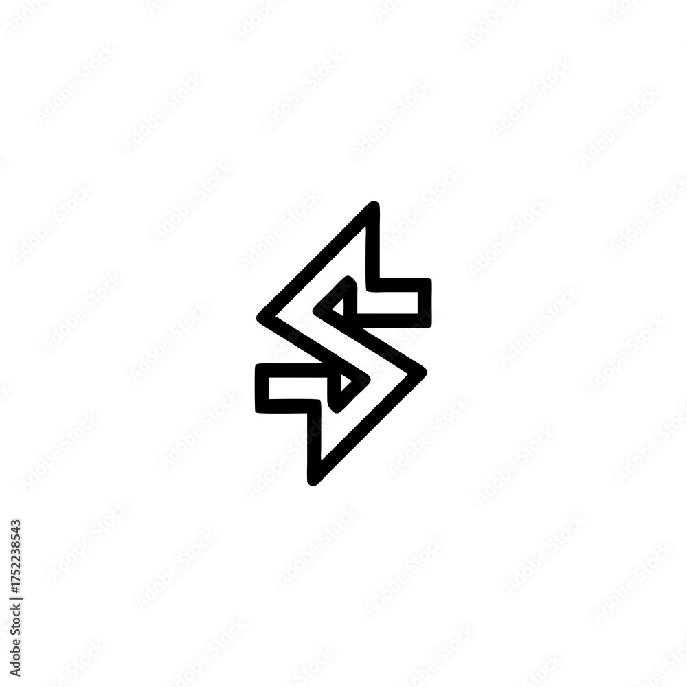 Fototapeta premium Abstract graphic S letter icon. Modern vector symbol depicting speed, energy, lightning, or interactive flow concept.