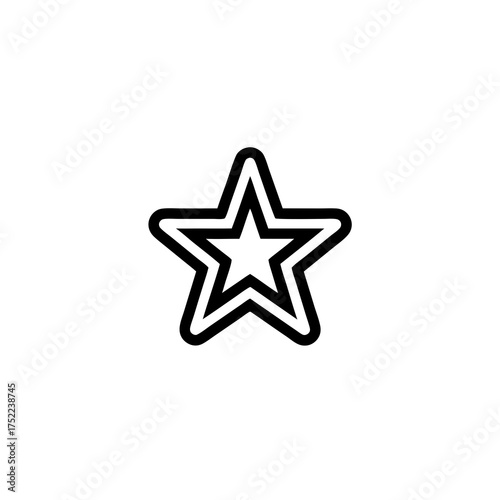 Minimalist Double Outline Star Icon Vector Illustration, Favorite Rating Symbol, Quality Excellence Concept on White Background