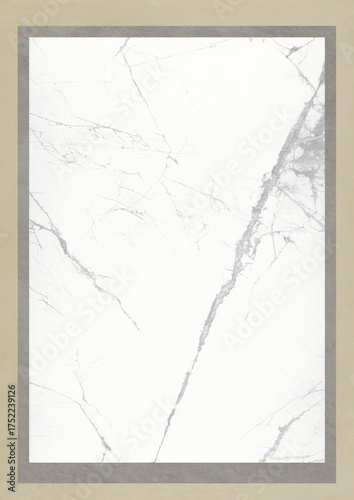 White marble surface with gray veining and framed border
