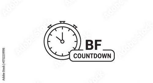 Black Friday Countdown Timer Icon with BF Countdown Text.