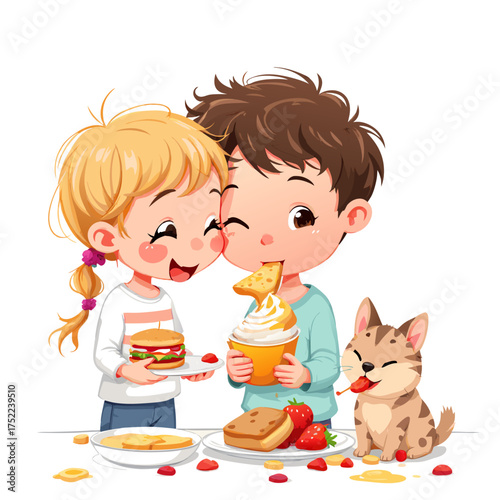 mother and daughter having breakfast