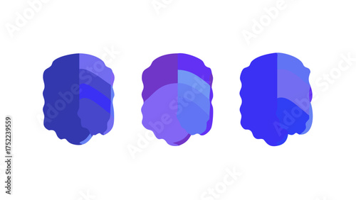 Short acrylic paint swatches set, different indigo blue and ultramarine shades. Isolated element with clear even edge on transparent background. vector icon