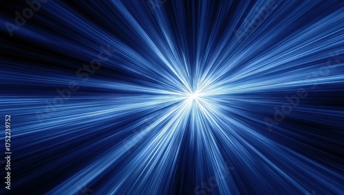 Vibrant blue light streaks radiating from a bright center point