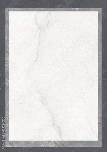 White marble surface with gray veining and textured border