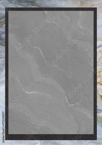 Gray marble tile with white veining and dark border