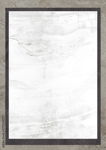 Framed white marble texture with subtle gray veining and dark border