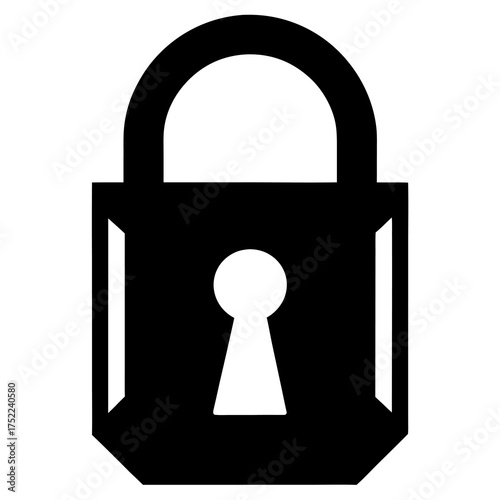 Simple black padlock icon with a white keyhole representing security and protection