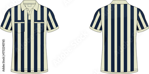 polo shirt striped short sleeve collar placket pocket apparel garment clothing fashion textile template vector sketch illustration design pattern fitted casual modern stylish classic woven fabric tail