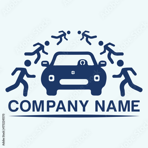 People running around car motion blue