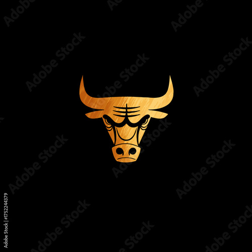 Elegant golden bull head icon with traditional Hindu sacred mark, symbolic of strength, spirituality, and culture on black background