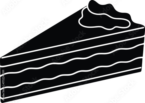 Minimalist Black Silhouette Vector Illustration of Layered Cake Slice Dessert Icon