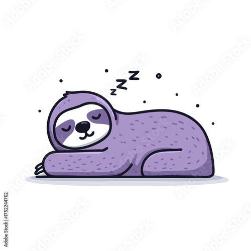 Purple sloth sleeping peacefully with "ZZZ" symbol