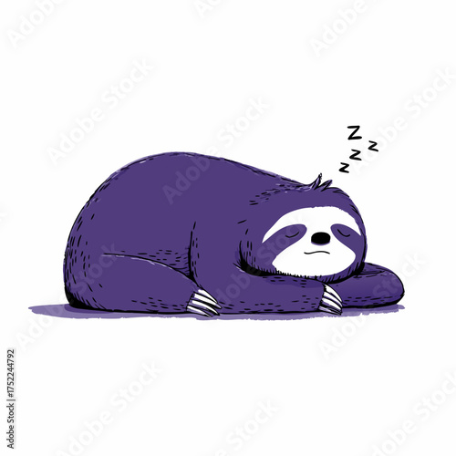 Sleeping purple sloth with Zzzs