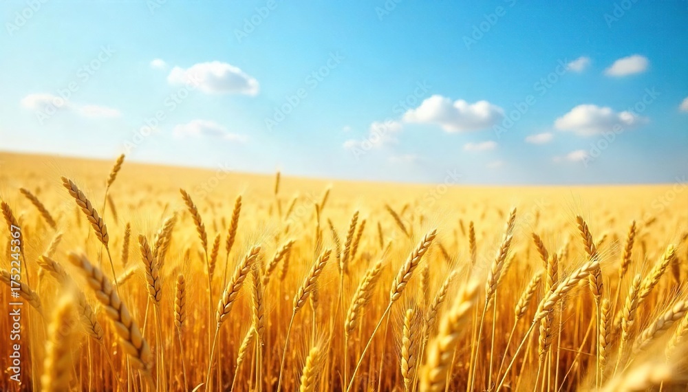 Fototapeta premium Golden Wheat Field Swaying Gently in Summer Breeze Picturesque Landscape