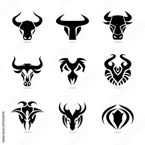 Symbolic Images of Bovine Heads, Nine Variations