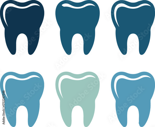 Gradient shade tooth vector illustration for dentistry healthcare concept art