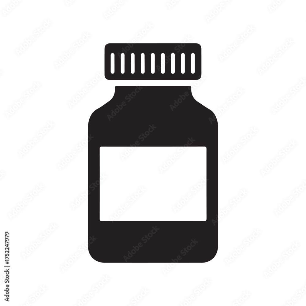Fototapeta premium Medical bottle vector icon isolated on white background, simple flat illustration. 