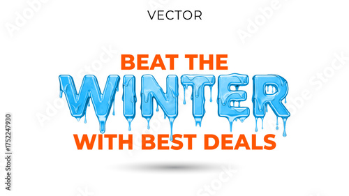 Winter sale, offer promo retail advertisement design with beat The winter best deals typo logo unit.
