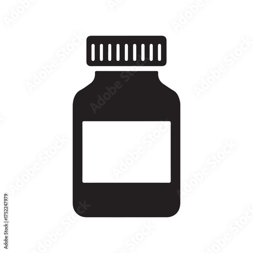 Medical bottle vector icon isolated on white background, simple flat illustration.

