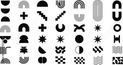 Minimalist Geometric Shapes Collection, Abstract Elements on White Background