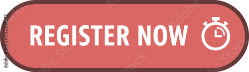 Time is running out register now red button stopwatch icon