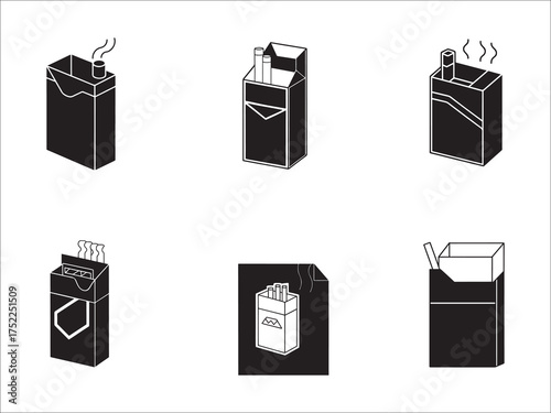 Illustration of smoking addiction and health risks cigarettes in monochrome style