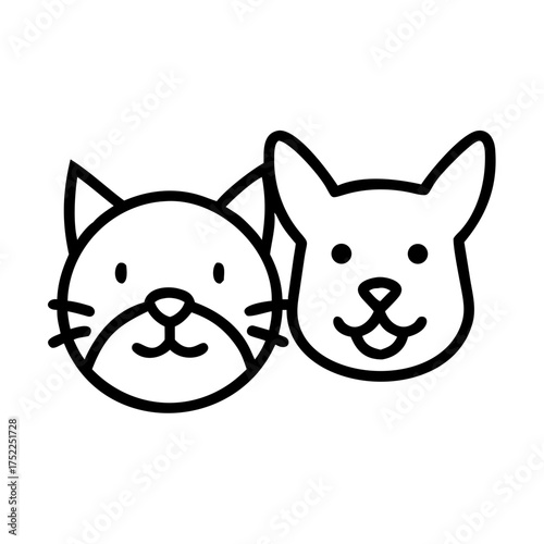 Simple illustration of a cat and dog face