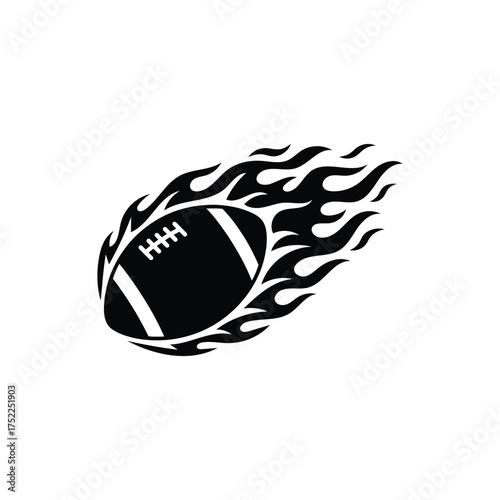 american football vector with flame trail and bold black outline