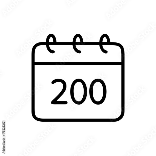 Calendar icon displaying the number 200, representing days
