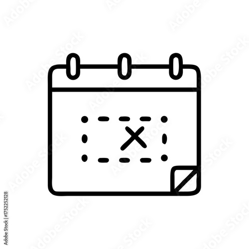 Calendar icon with a cross mark, indicating cancellation