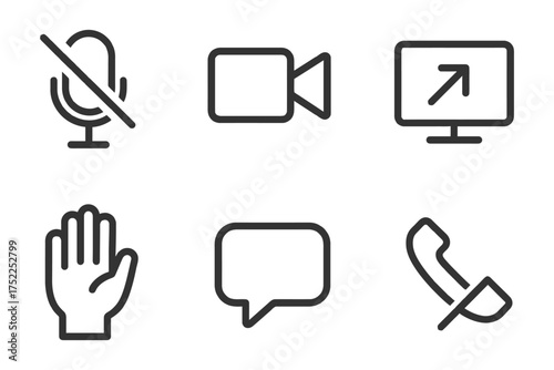 A set of icons for a phone, remote control, and other devices. The icons are all black and white. Vector. 