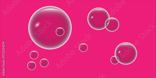 Pink Background with Transparent Soap Bubbles
