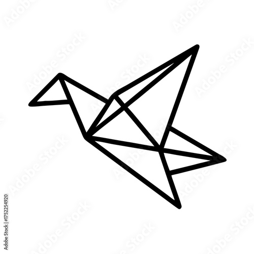 Origami bird in flight, geometric design