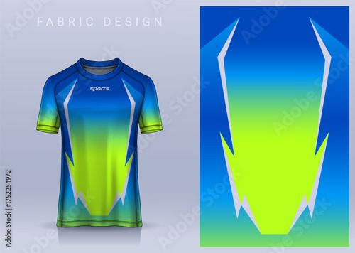 Fabric textile design for Sport t-shirt, Soccer jersey mockup for football club. uniform front view.	