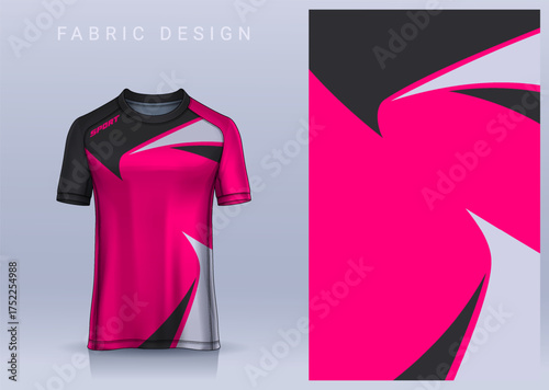 Fabric textile design for Sport t-shirt, Soccer jersey mockup for football club. uniform front view.	
