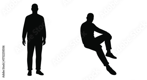 Silhouettes of a man standing and another casually seated