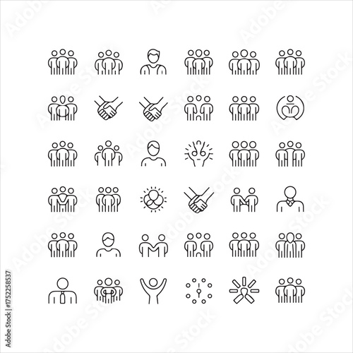 Diverse Collection of People and Collaboration Icons Representing Unity Teamwork and Community Engagement Symbolizing Connection and Partnership Across Various Social Contexts