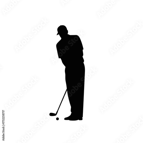 Man playing golf on green background involving concept of International Men's Day  