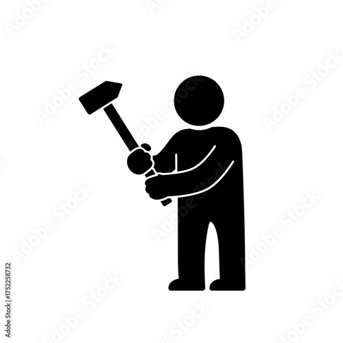 Man holding a hammer while preparing to strike for International Men's Day  