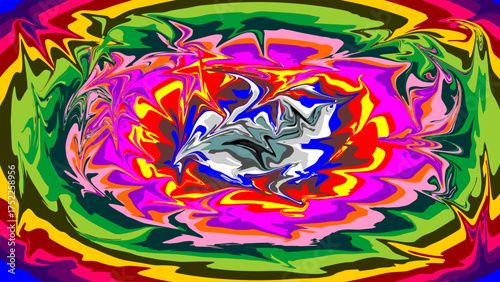 A psychedelic vortex of swirling, marbled colors in a vibrant and chaotic abstract composition.