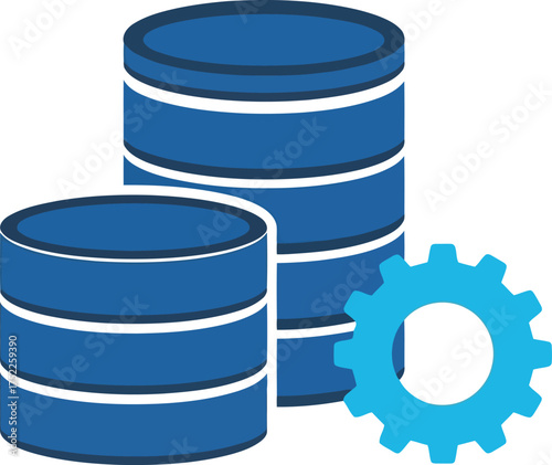 Abstract stack of data discs with cogwheel vector illustration icon vector