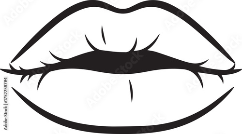Seductive lips in bold black and white, perfect for beauty ads, fashion blogs, or modern designs that demand a touch of edgy allure