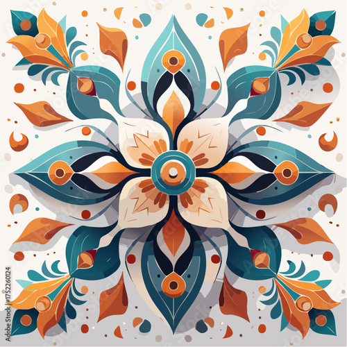 Floral ornament with transparent background