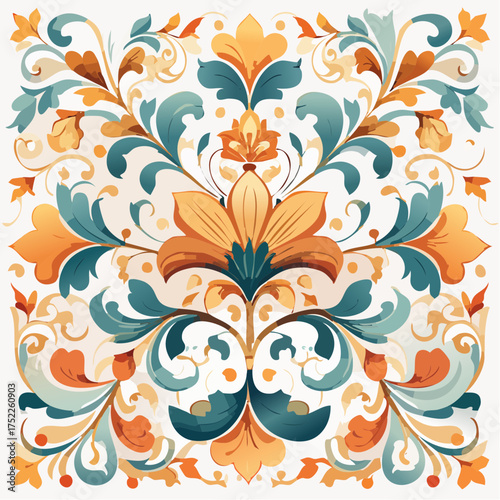 Ornate floral pattern with transparent background