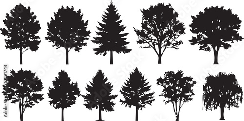 Elegant tree silhouettes for branding and design projects, perfect for nature-themed campaigns and eco-friendly initiatives in minimalist style