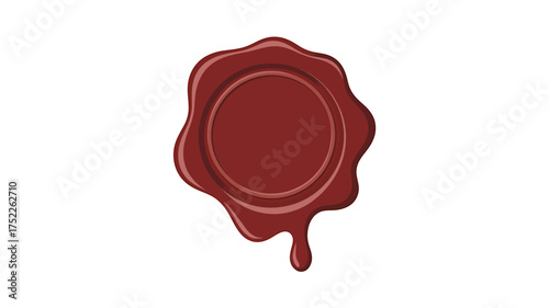 Classic Red Wax Seal Isolated on White Background for Authenticity and Security Documents