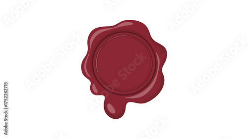 Elegant Red Wax Seal Illustration for Invitations and Certificates Isolated on White Background Digital Art