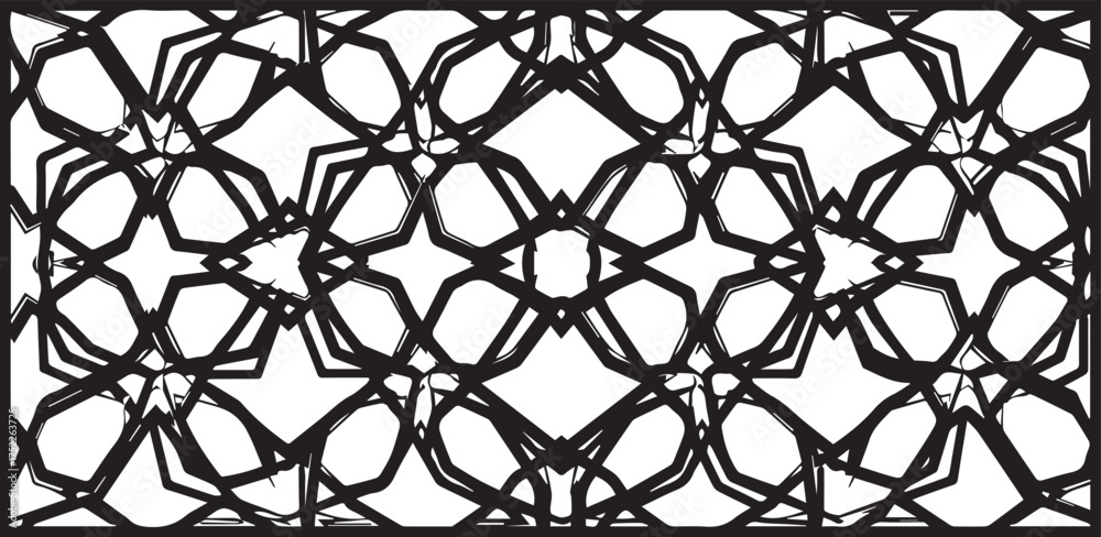 Fototapeta premium Intricate geometric design, black lines create a modern, elegant and decorative pattern against a white background, perfect for creative projects