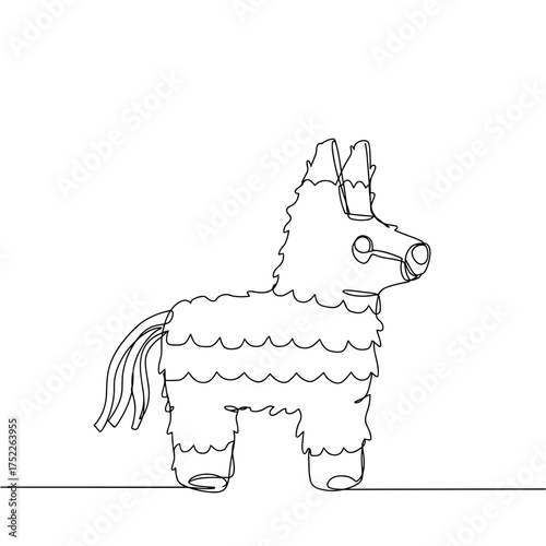 Piñata shaped like a donkey made of geometric confetti pieces, concept of Las Posadas  