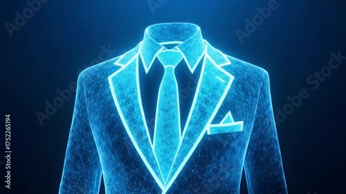 Wallpaper Mural Futuristic digital holographic suit and tie with glowing blue lines and particles on a dark background Torontodigital.ca